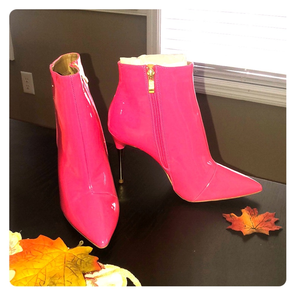 Size 8 patent hot pink booties